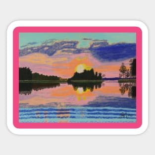 Summer sunset in Trakai, Lithuania Sticker